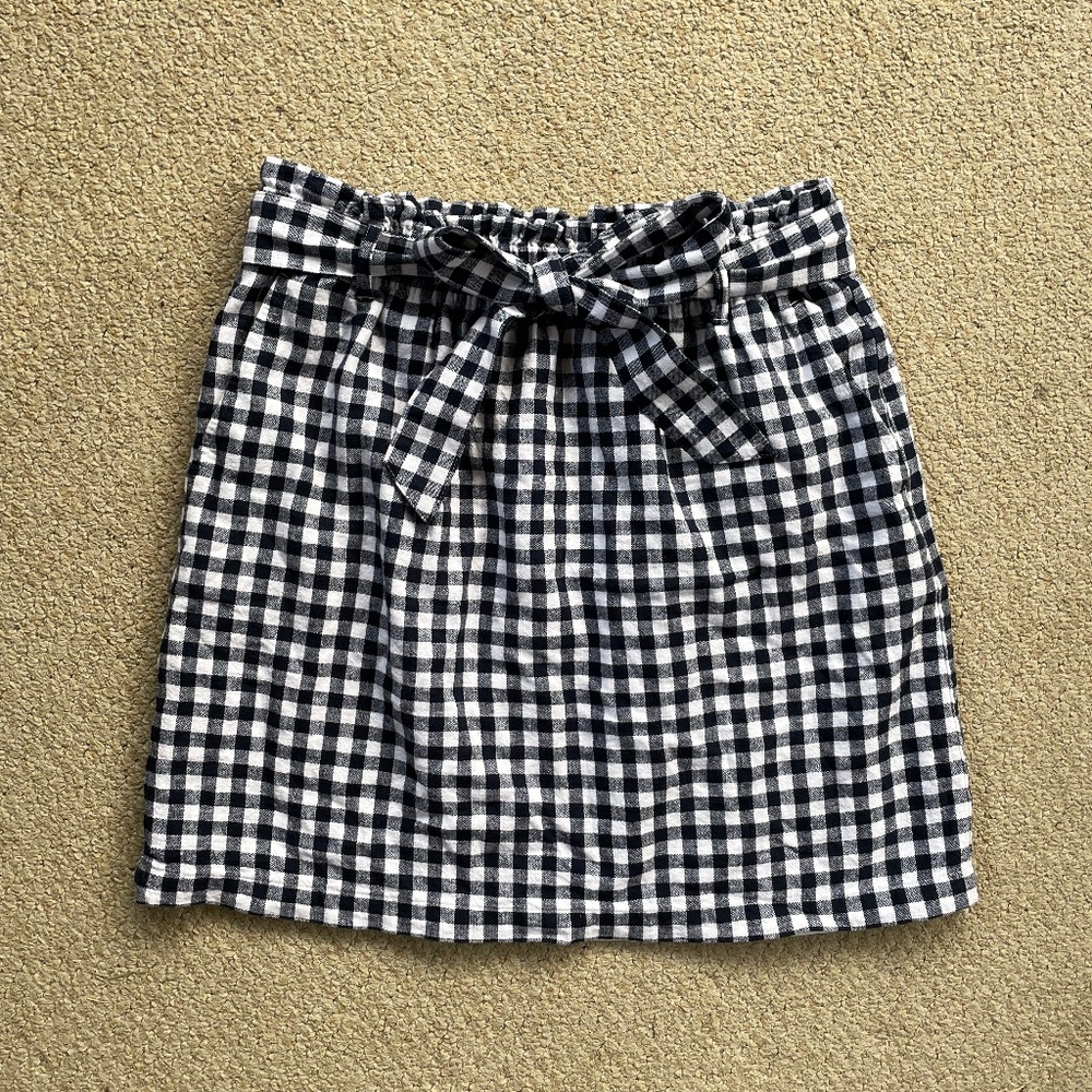 Women's J.Crew Navy White Gingham Skirt Size Medium - Picture 2 of 6
